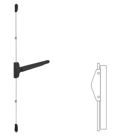 Falcon Surface Vertical Rod Exit Device, Exit Only, 4' by 7' Length, US19 Matte Black 25-V-EO-19-4FTX7FT